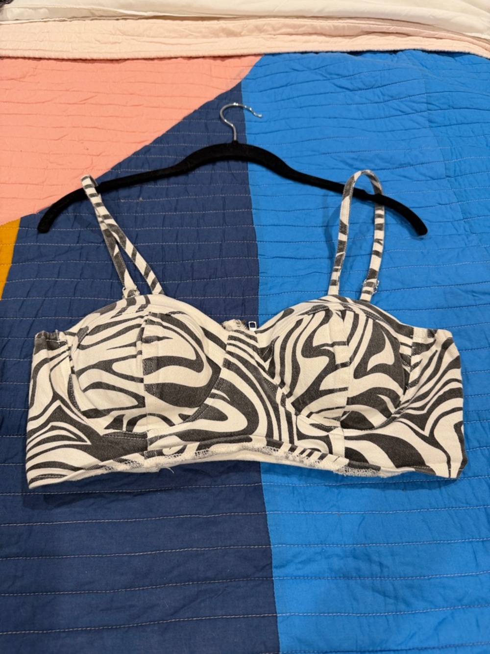 Modcloth Melrose With Love Zebra Print Bralette - Black & White